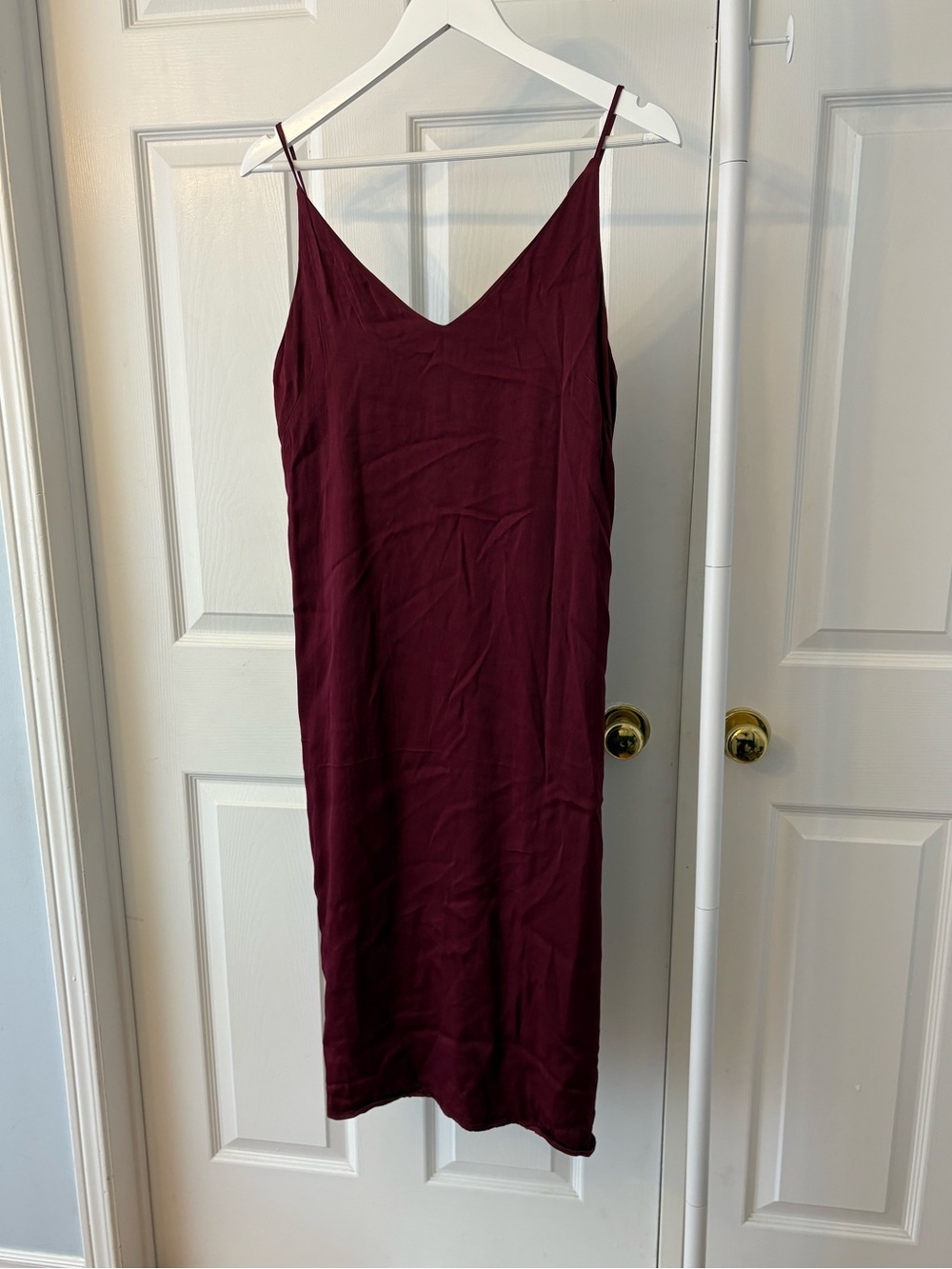 Gap Burgundy Lined Slip Midi Dress Size 10 Petite - Picture 3 of 12